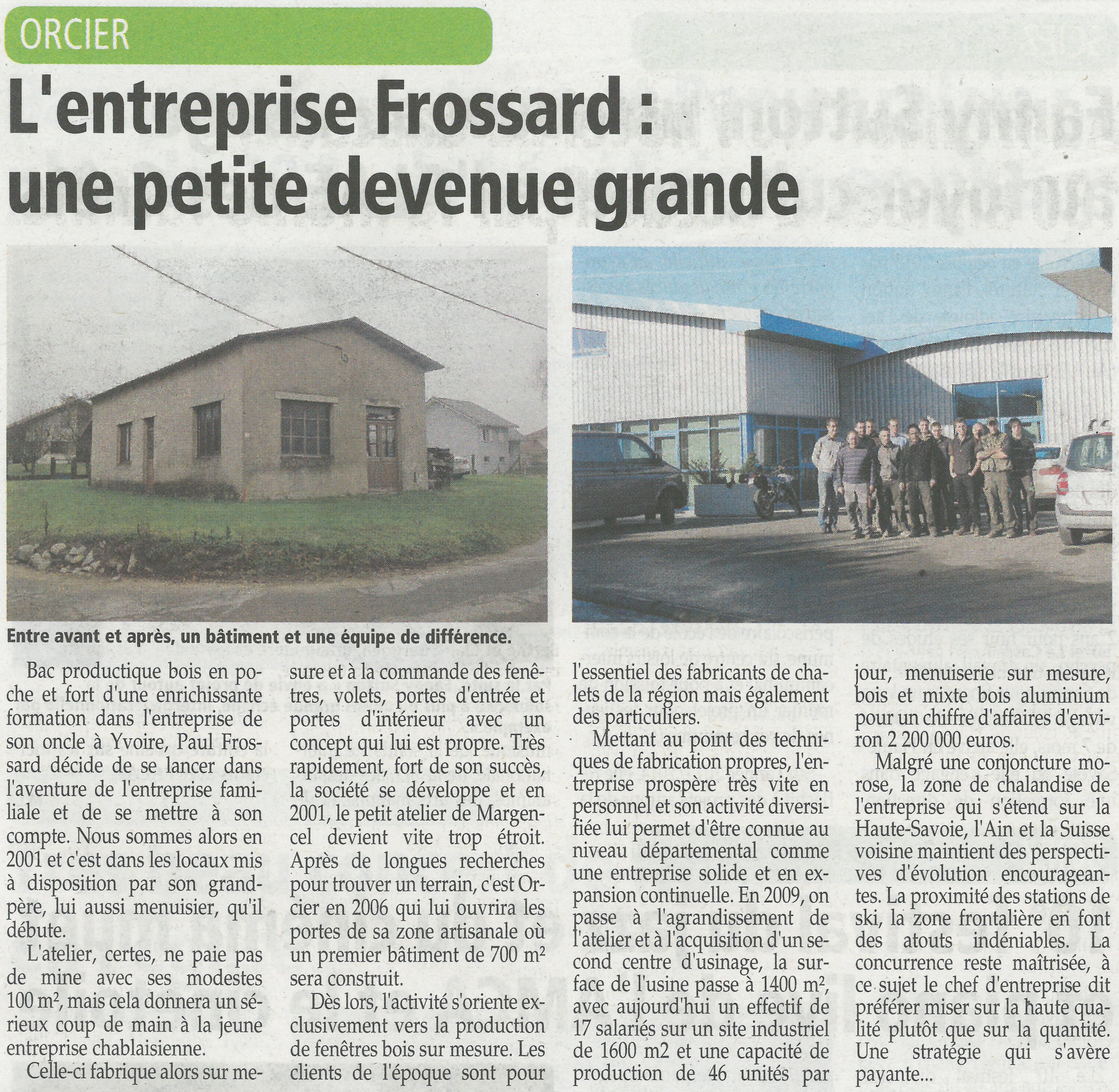 L'entreprise Frossard : une petite devenue grande 